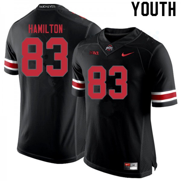 Ohio State Buckeyes #83 Cormontae Hamilton Youth Stitch Jersey Blackout OSU54031